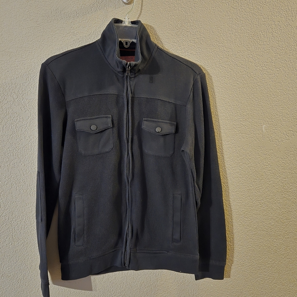 Alfani Slim Fit Mens Black Zip Up Light Weight Jacket Size Small Pockets